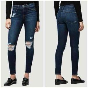 Frame Denim Dark Blue Distressed Skinny Jeans